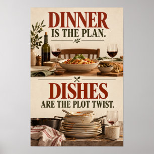 Poster O Jantar é o Plano. Louças São a Torção do Enredo