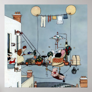 Poster “O Jardim Dobrável” por W Heath Robinson
