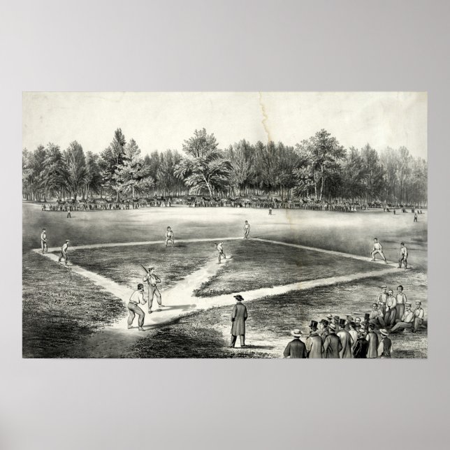 Poster O Jogo Nacional Americano do Baseball - 1866 (Frente)