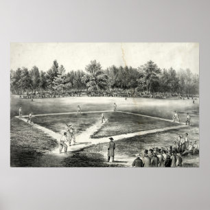 Poster O jogo nacional americano do basebol - 1866