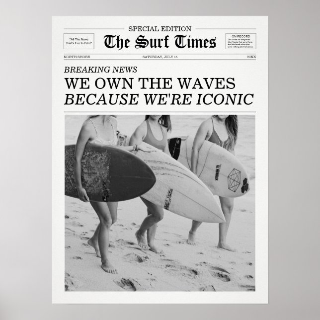 Poster O Jornal Surf Times Nós Possuímos As Ondas (Frente)