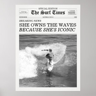 Poster O Jornal The Surf Times Ela É a Dona das Ondas