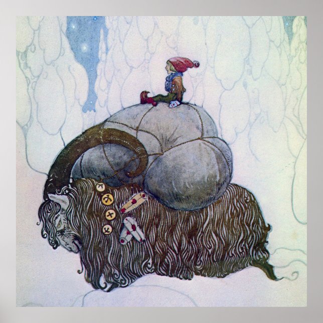 Poster “O Julbock” Bode de Natal por John Bauer (Frente)