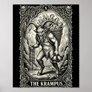 Poster O Krampus Cartão Tarot Gótico Bruxa Preto Pijama C