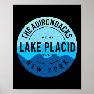 Poster O lago Adirondacks Plácido Nova York esquiando Sno