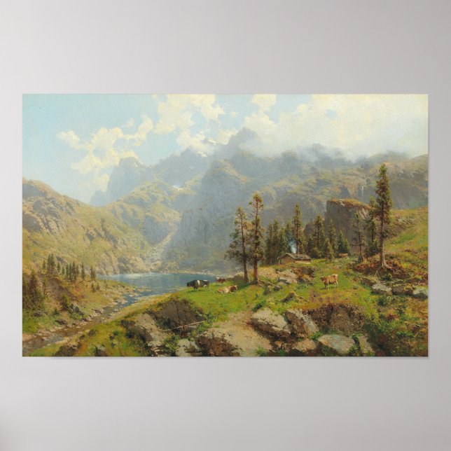 Poster O lago Murg em Glaris, Suíça (Frente)