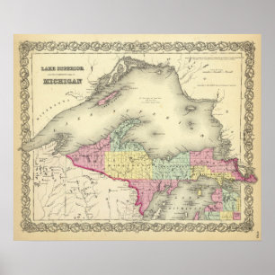 Poster O Lago Superior e a parte nortenha de Michigan