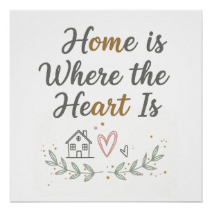 Pôster O lar é onde está o coração - Cozy Wall Art Cote
