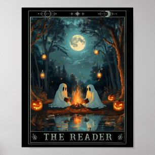 Poster O Leitor Bookish Cute Spooky Ghost Reading Book