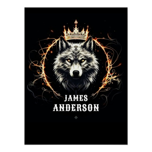 Pôster O Lobo Alfa. Adicionar texto ou nome no Poster (Frente)