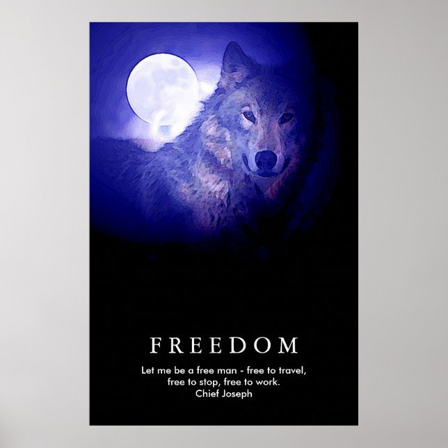 Poster O Lobo Azul Negro Liberdade na Lua Inteira (Frente)