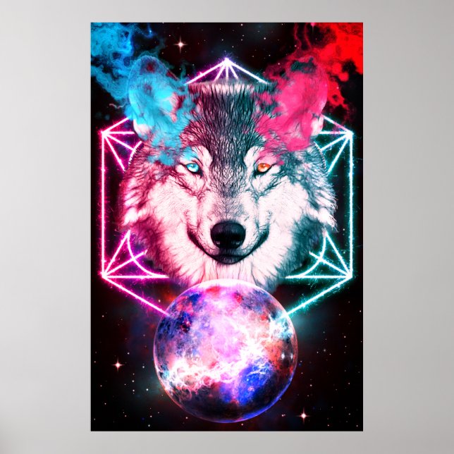Poster O Lobo Espacial Místico (Frente)