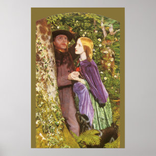 Pôster O Longo Noivado de Arthur Hughes, Arte Vintage