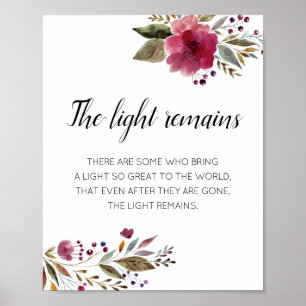 Poster O Luz Permanece Burgundy Floral Memorial