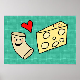 Pôster O Mac ama o queijo, macarrão bonito engraçado +