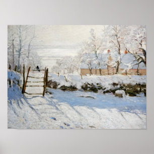 Poster O Magpie (1868-1869) Claude Monet paisagem de neve
