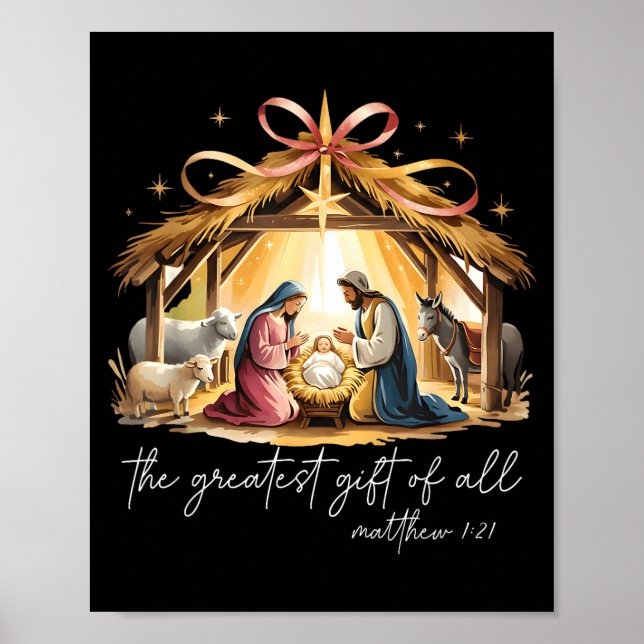 Poster O Maior Presente De Todos O Natal Jesus Cristão (Frente)