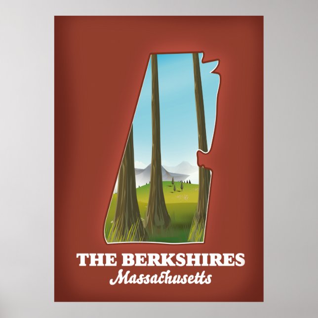 Poster O mapa de Berkshire Massachusetts (Frente)