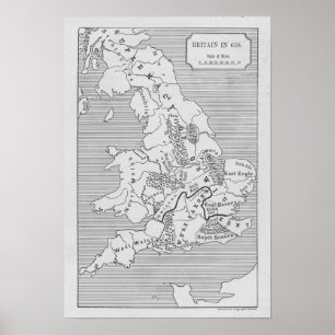 Pôster O mapa de Grâ Bretanha produziu por Stanford