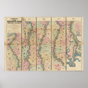 Poster O mapa de Lloyd do rio Mississípi mais baixo