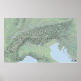Poster O Mapa de Paisagem dos Alpes