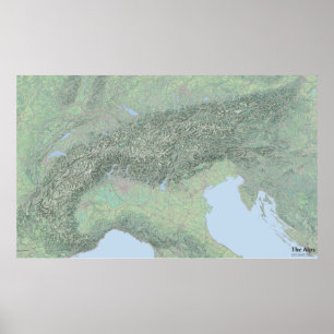 Poster O Mapa de Paisagem dos Alpes
