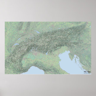 Poster O Mapa de Paisagem dos Alpes