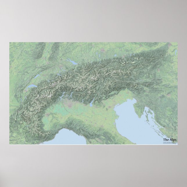 Poster O Mapa de Paisagem dos Alpes (Frente)