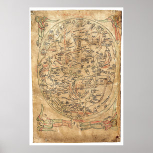Poster O Mapa de Sawley Imago Mundi Honorius Augustodunen