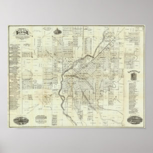 Pôster O mapa de Thayer de Denver Colorado