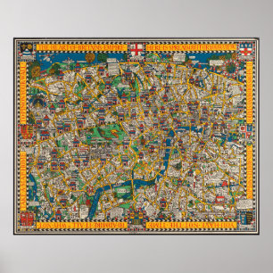 Poster O mapa do Wonderground da cidade de Londres