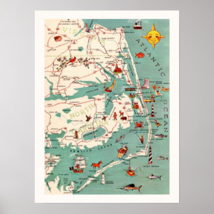 Poster O Mapa Impresso Outer Banks
