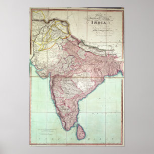Poster O mapa melhorado de India publicou em Londres 1820