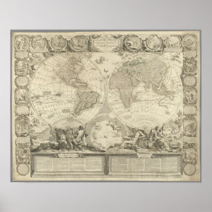 Poster O Mapa Mundial da Vintagem do Globo Terrestre, 176
