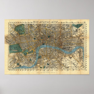 Pôster O mapa novo de Smith de Londres 1860