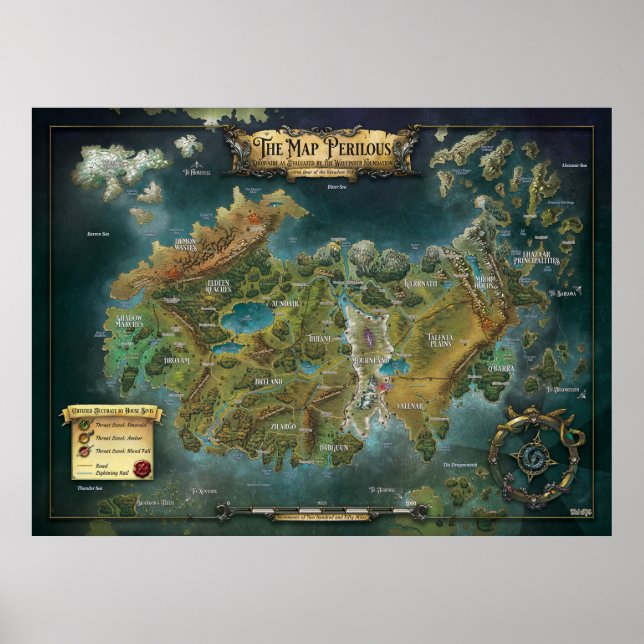 Poster O Mapa Perigoso Khorvaire - Mapa Mundial de Eberro (Frente)