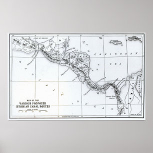 Pôster O mapa props rotas Isthmian do canal