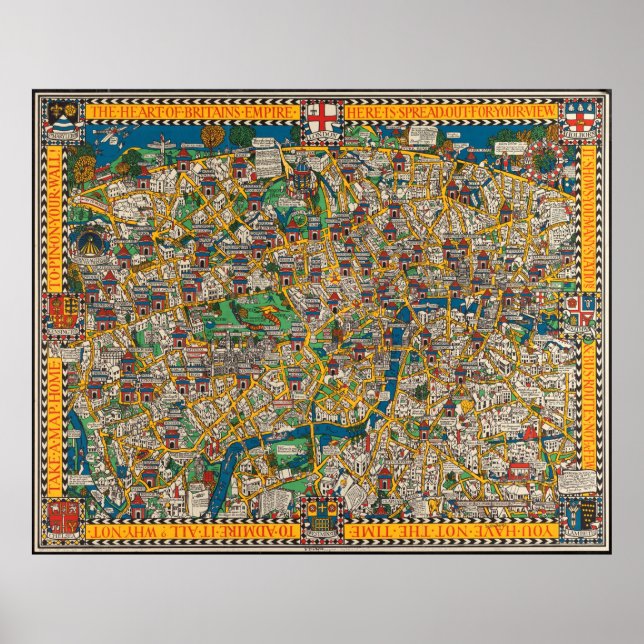 Poster O mapa Wonderground da cidade de Londres (Frente)