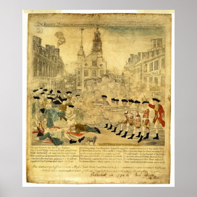 Pôster O Massacre de Boston por Paul Revere (Frente)