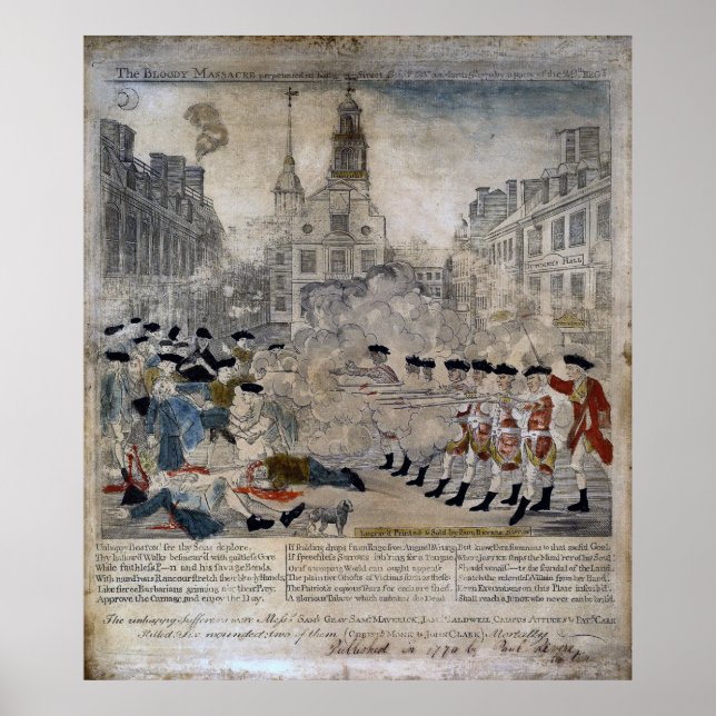 Pôster O Massacre de Boston por Paul Revere 1770 (Frente)