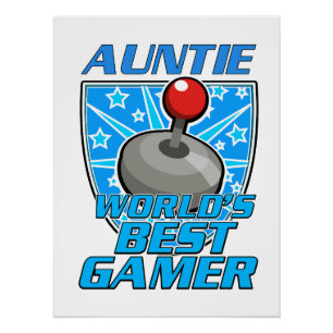Pôster O melhor logotipo retrô de jogador da Tia Mundo