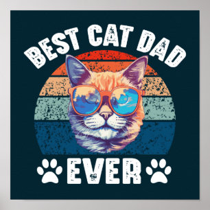 Poster O Melhor Pai De Gato Nunca Engraçado gatinho Cara 
