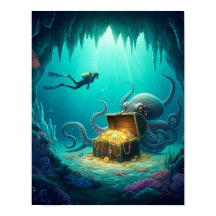 O mergulhador encontra um tesouro protegido