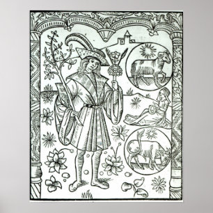 Pôster O mês de abril com signos solares astrológicos