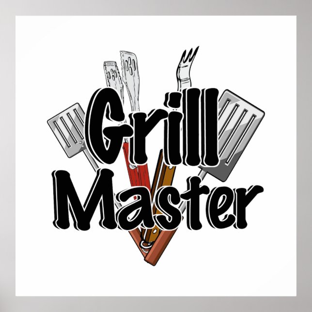 Poster O Mestre de Grill com Ferramentas de CHURRASCO (Frente)