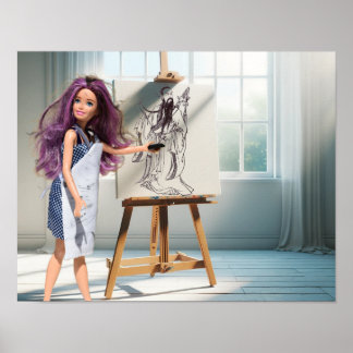 Poster O meu desenho de carvão de um guerreiro.