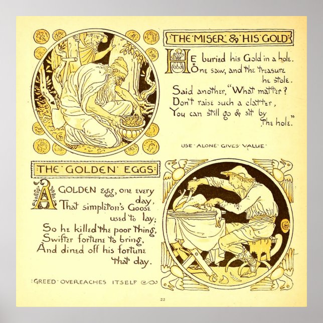 Poster O Miser e seu Dourado Walter Crane (Frente)