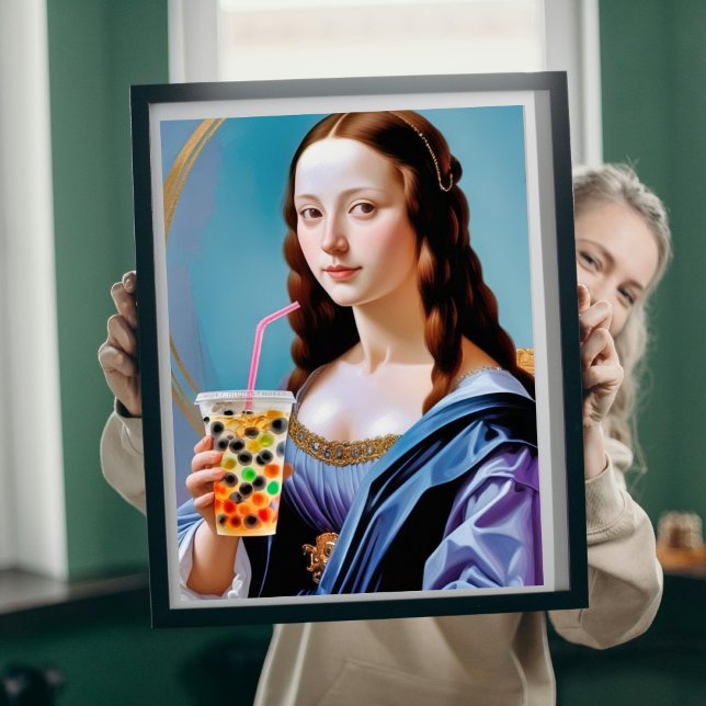 Poster O Momento de Chá Bubble da Mona Lisa (Criador carregado)
