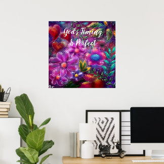 Poster O momento de Deus é perfeito, Abstrato Floral, ros