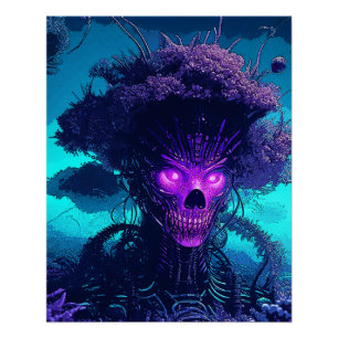 Pôster O Monstro Da Cyber-Árvore No Escuro